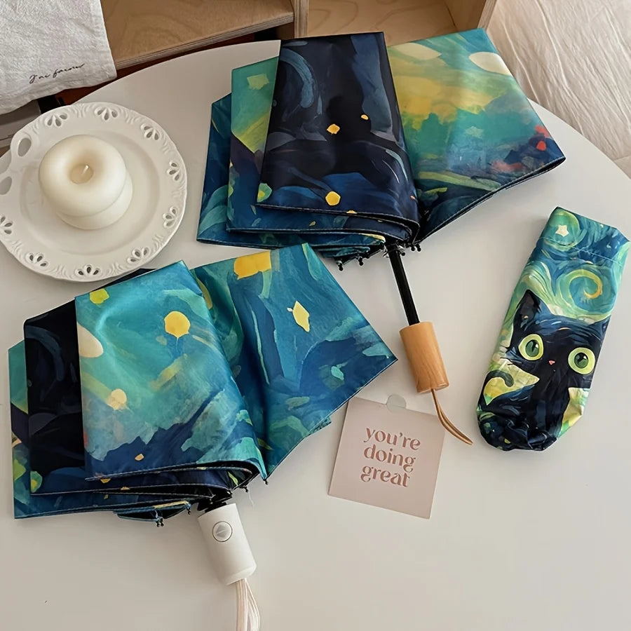 Large 24 Bone Solid Color Automatic Umbrella Light Collapsible Large Format Outdoor Sunshade UV Protection Automatic Umbrella