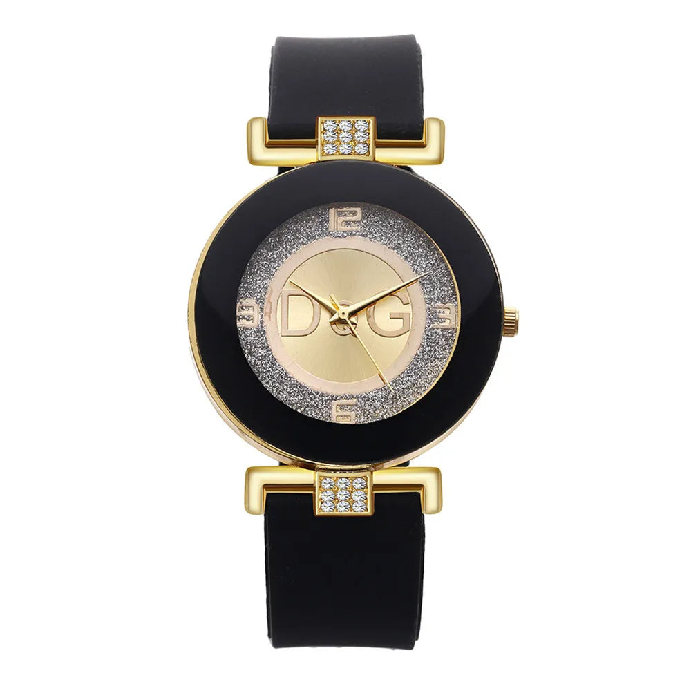 Fashion Ladies Simple Large Dial Quartz Watch Casual Sport Black White Silicone Women's Clock versatile dress Gift Watches