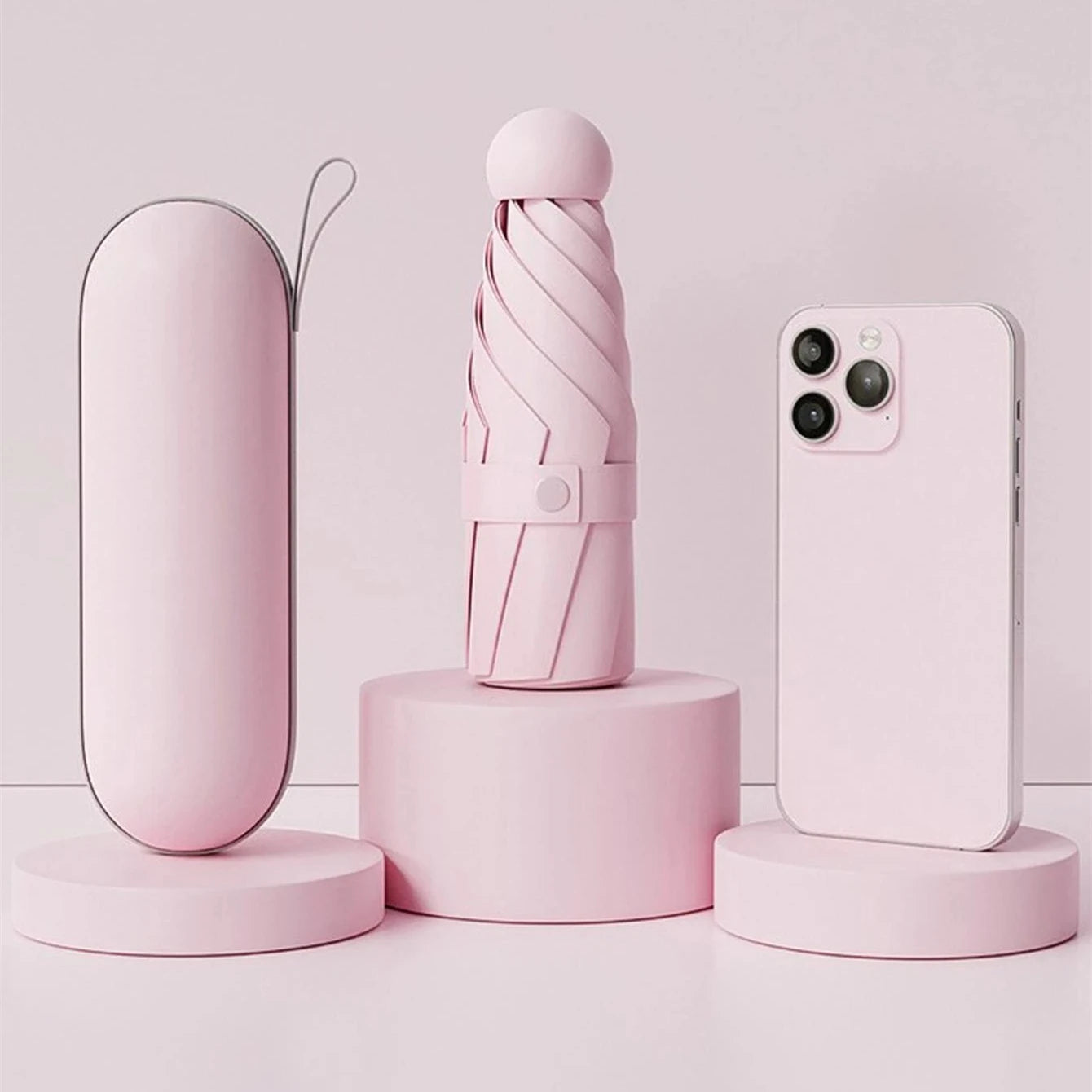 1pc Anti-Uv Mini Umbrella For Sunny And Rainy Days, Portable With Uv Coating And 6 Reinforced Ribs