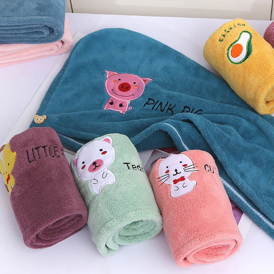 1Pc Embroidery Style Hair Drying Cap, Coral Fleece Thickened Hair Towel for Bathroom, Women's Absorbent Quick Drying Shower Cap,