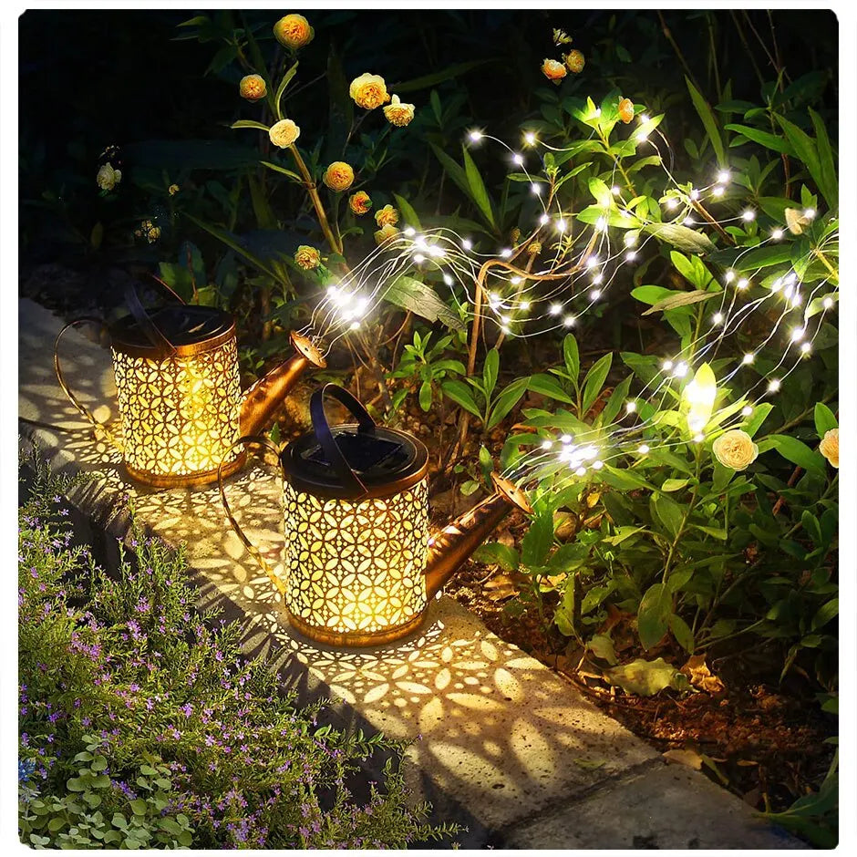 1pc Solar Watering Can with Lights Outdoor Solar Garden Lights Decro Solar Lights Waterproof Hanging Lantern for Yard Patio