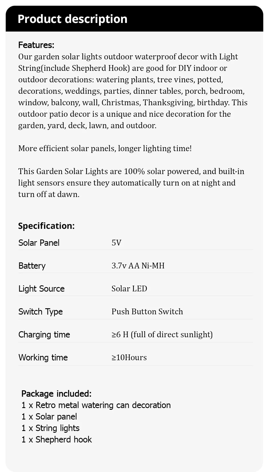 1pc Solar Watering Can with Lights Outdoor Solar Garden Lights Decro Solar Lights Waterproof Hanging Lantern for Yard Patio