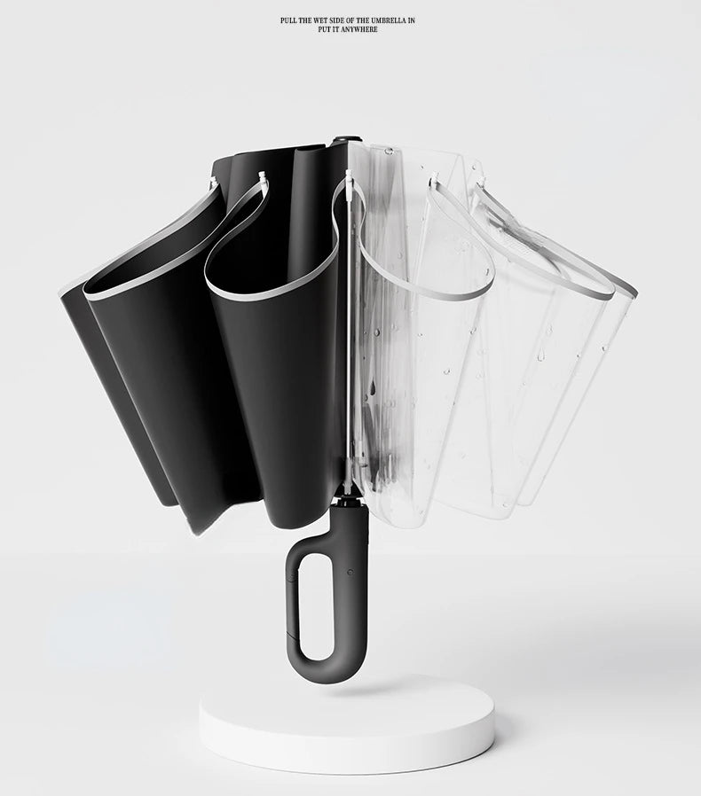 60K Buckle Men Women Umbrella  Fully Automatic Reverse Folding Umbrella with Windproof Reflective Stripe UV Umbrellas