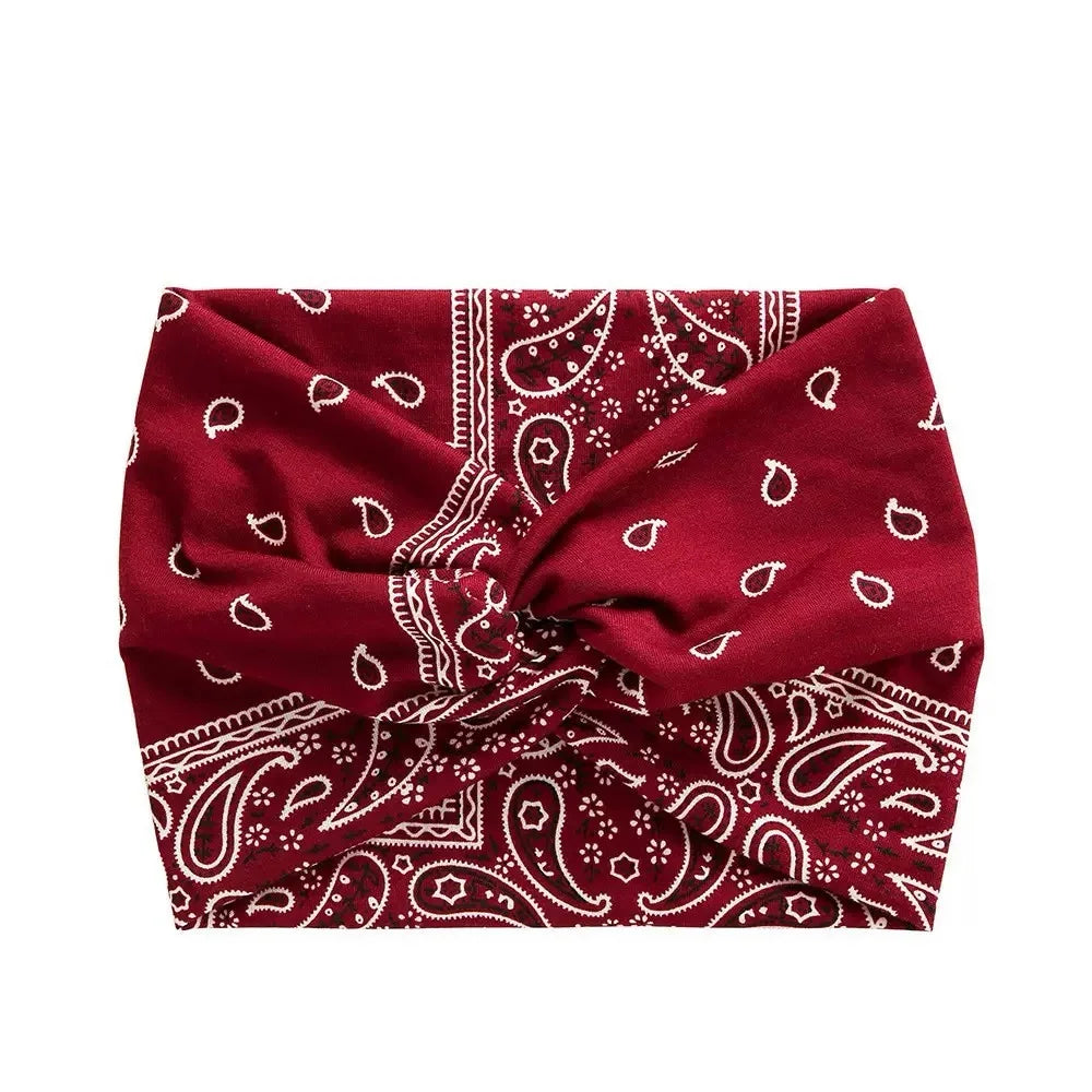 Bohemian Print Wide Headband - Water Absorbent, Cross Straps, Suitable For Yoga, Running And Everyday Use