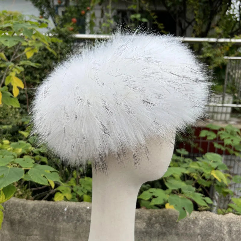 New Solid Color Plush Headband Winter Warm Faux Fur Hat Soft Elastic Beanies Coldproof Ear Warmer Adjustable Headbands For Women