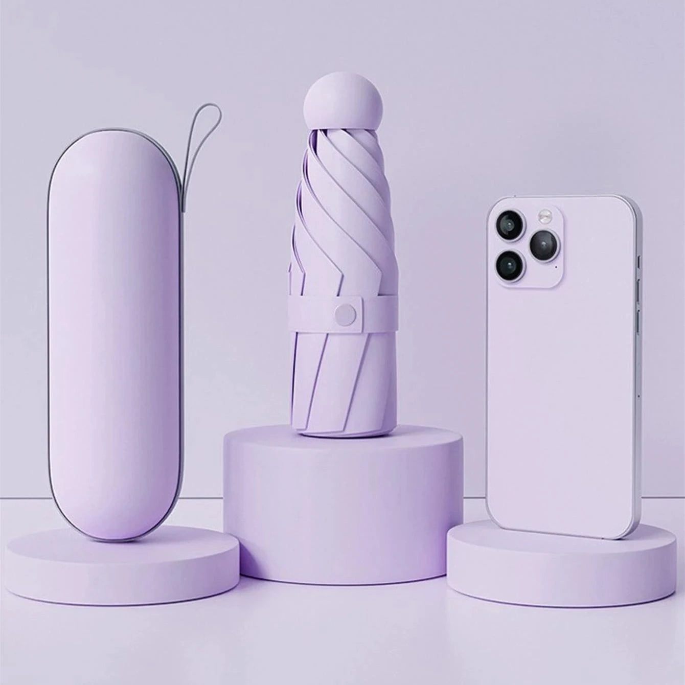 1pc Anti-Uv Mini Umbrella For Sunny And Rainy Days, Portable With Uv Coating And 6 Reinforced Ribs