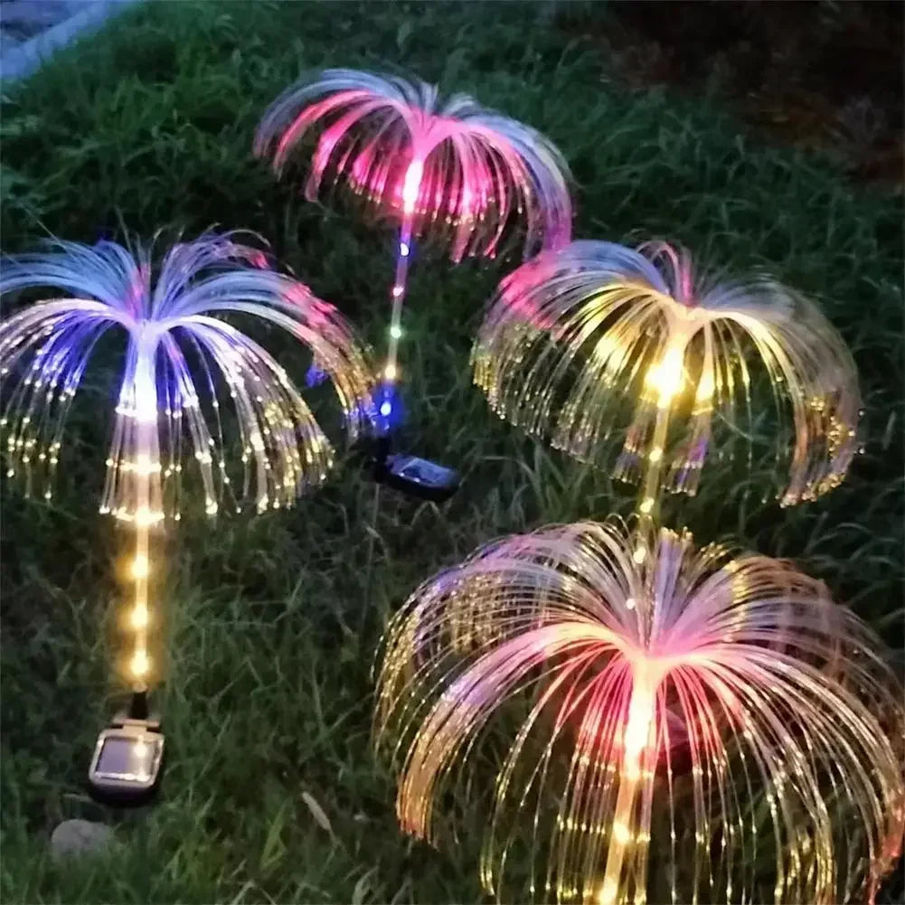 Outdoor Waterproof Yard Christmas Pathway Lawn Wedding Party Decoration Solar Power Flowers Lamp Solar Jellyfish Garden Lights