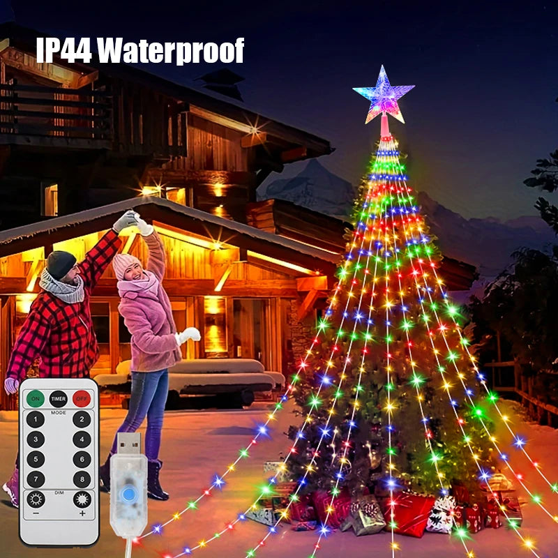 LED Outdoor Christmas Tree Decorations Lights USB 2/3M Waterproof Fairy String Lights 8 Modes Indoor Yard Wedding Party Lighting