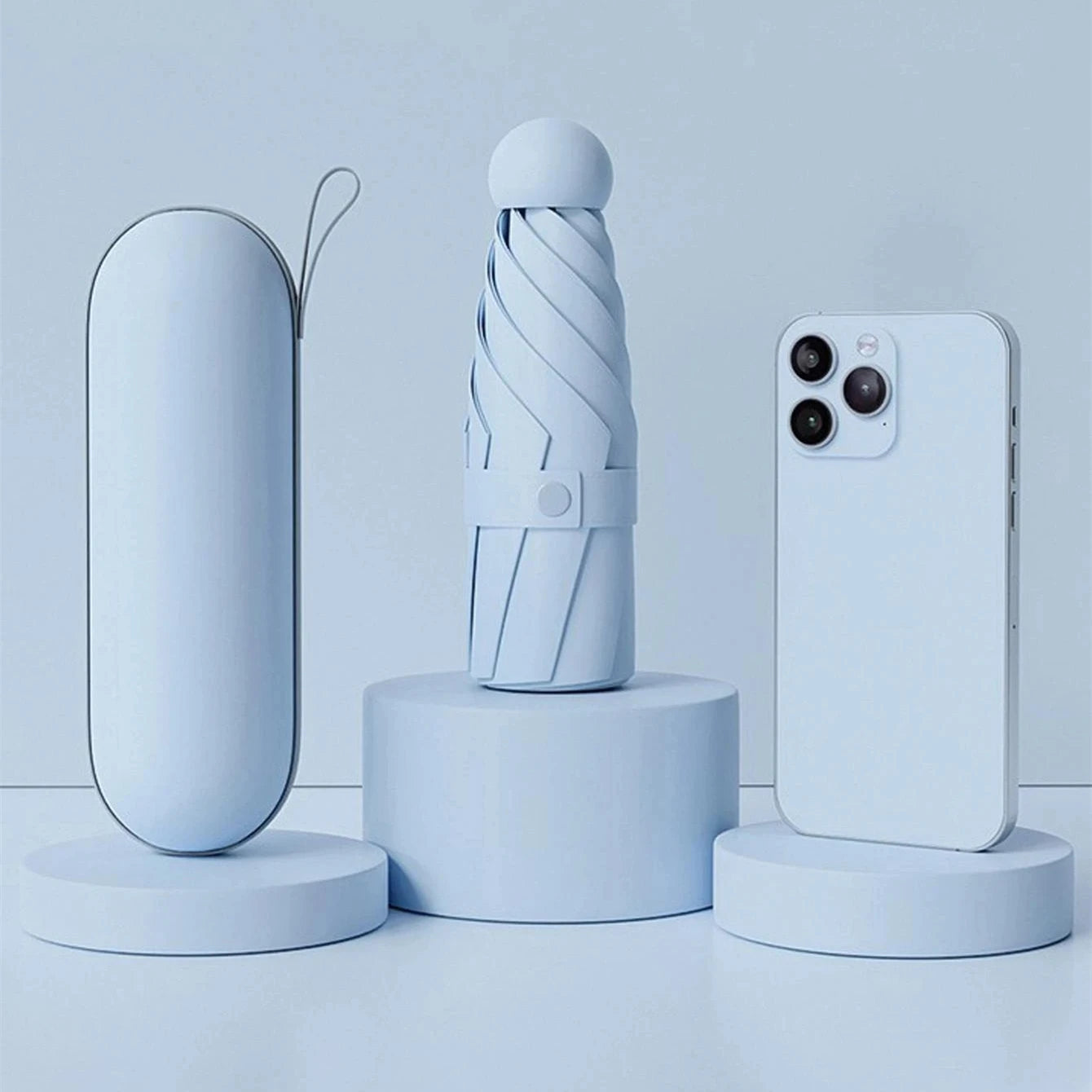 1pc Anti-Uv Mini Umbrella For Sunny And Rainy Days, Portable With Uv Coating And 6 Reinforced Ribs