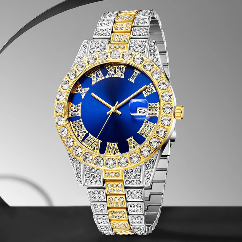 1PCS Women's Luxury Watch Set Trendy Luxury with Calendar and Water Diamond Quartz Watch Suitable for Daily Clothing Matching