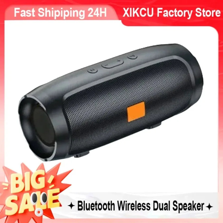 XIKCU Portable Dual Bluetooth Speaker Stereo Outdoor Tfusb Playback Fm Voice Broadcasting Portable Subwoofer 50 Wireless Speaker