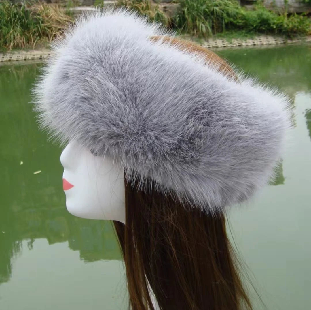 New Solid Color Plush Headband Winter Warm Faux Fur Hat Soft Elastic Beanies Coldproof Ear Warmer Adjustable Headbands For Women