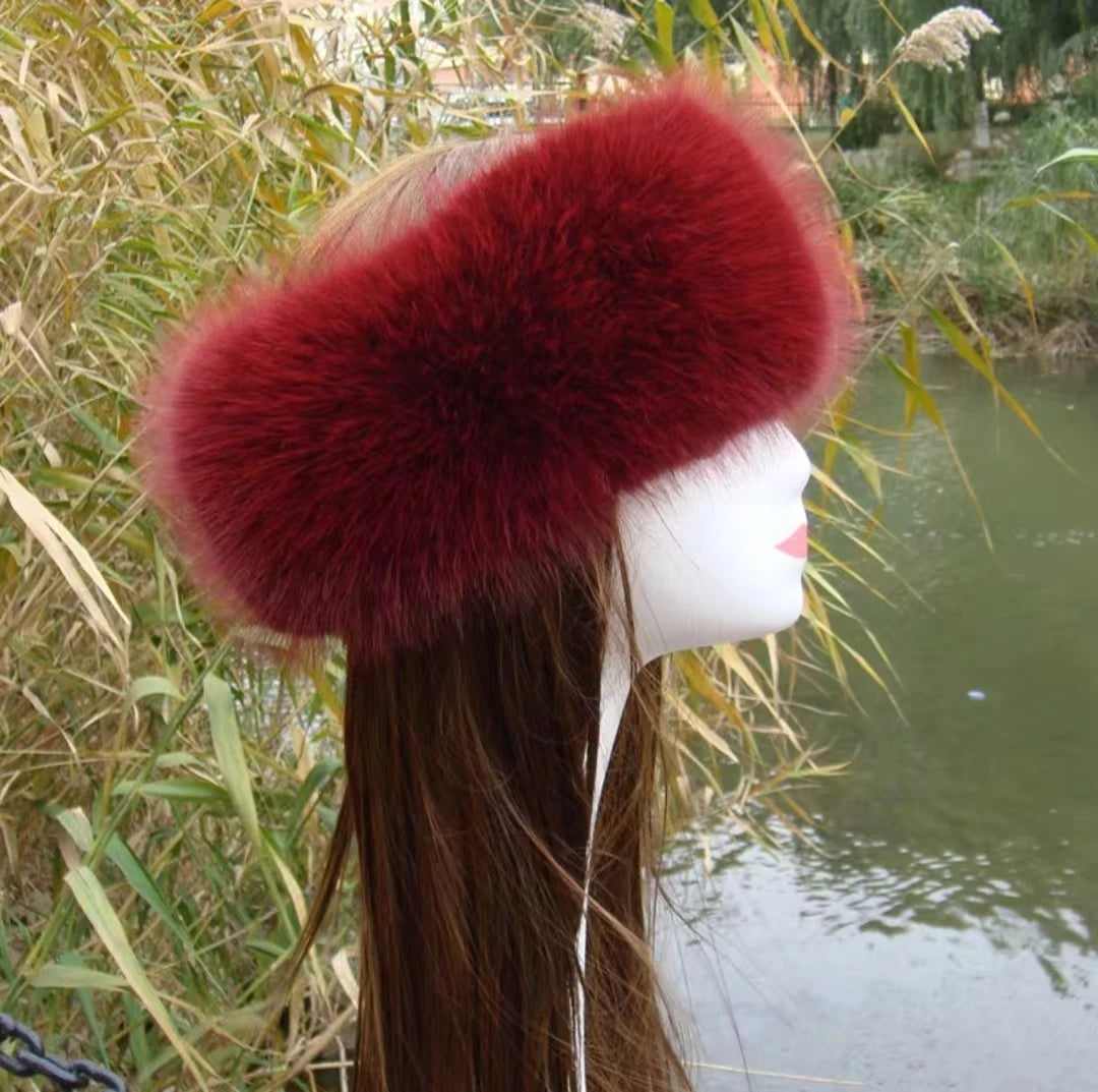 New Solid Color Plush Headband Winter Warm Faux Fur Hat Soft Elastic Beanies Coldproof Ear Warmer Adjustable Headbands For Women