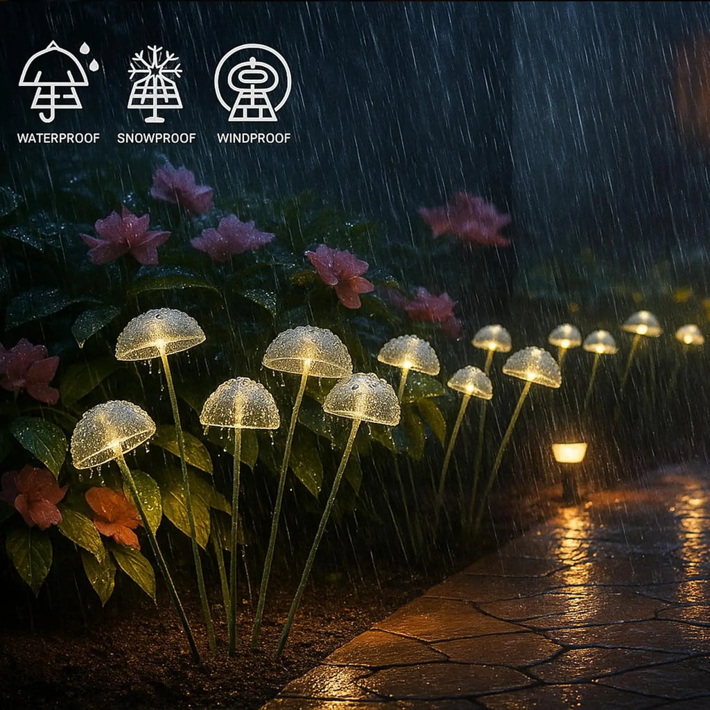 Solar Garden Lights Dual Mode LED Solar Mushroom Lights Waterproof Decor Yard Patio Pathway Jellyfish for Garden Ambiance