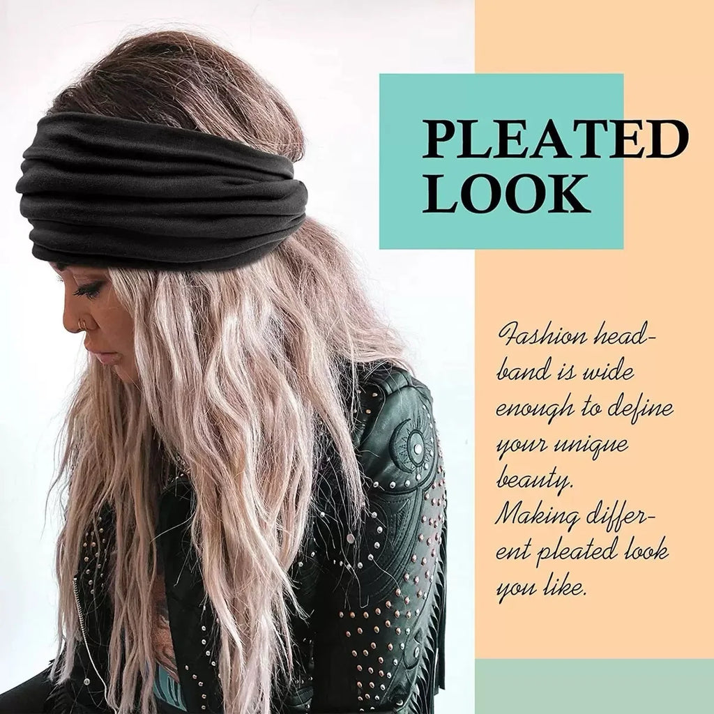Bohemian Print Wide Headband - Water Absorbent, Cross Straps, Suitable For Yoga, Running And Everyday Use