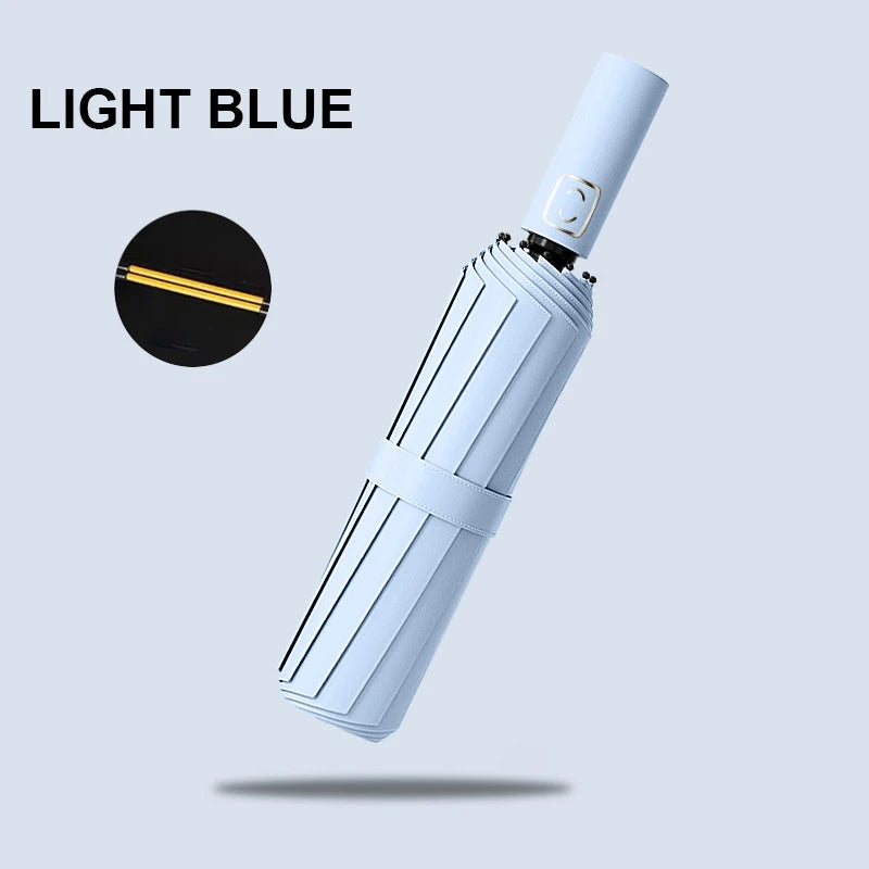 Large 24 Bone Solid Color Automatic Umbrella Light Collapsible Large Format Outdoor Sunshade UV Protection Automatic Umbrella