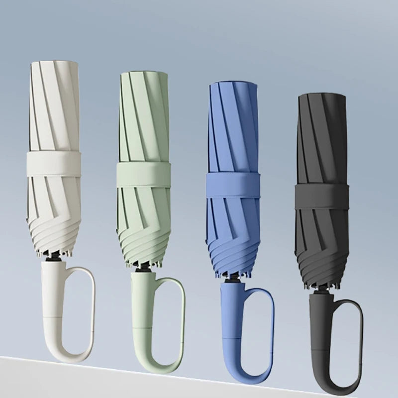 Large 24 Bone Solid Color Automatic Umbrella Light Collapsible Large Format Outdoor Sunshade UV Protection Automatic Umbrella