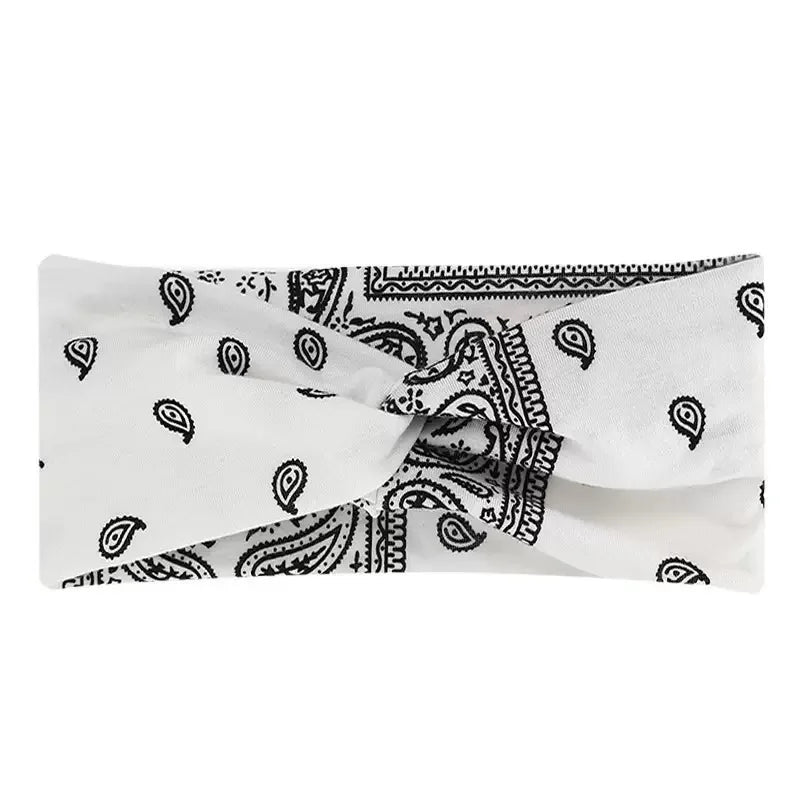 Bohemian Print Wide Headband - Water Absorbent, Cross Straps, Suitable For Yoga, Running And Everyday Use