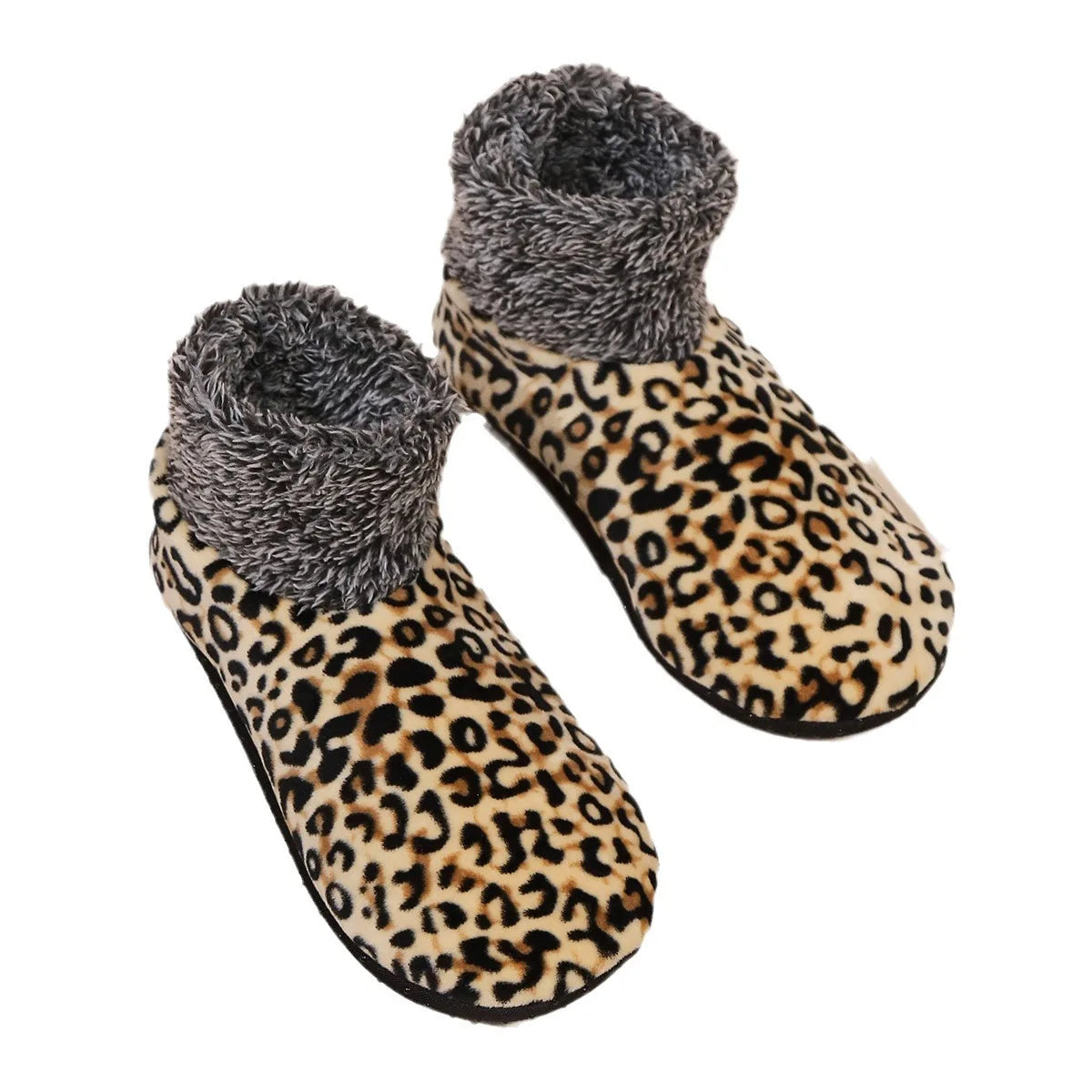 leopard Print Fall and Winter Floor Socks Home Warm Women Men Socks Snow Socks Sleep Carpet Socks Slippers Socks Womens Non-slip