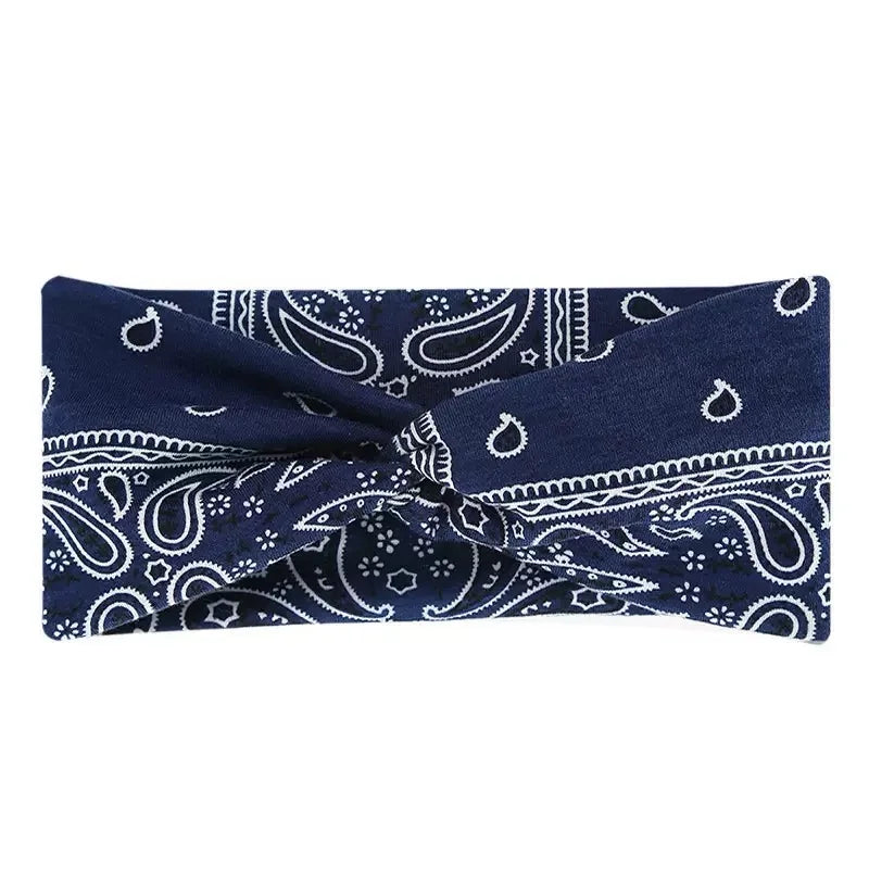 Bohemian Print Wide Headband - Water Absorbent, Cross Straps, Suitable For Yoga, Running And Everyday Use