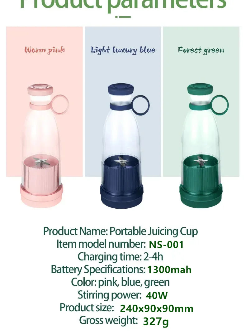 Electric Juicer Cup 6 Blades Blender Milkshake Machine USB Portable Fruit Milk Mixing Tool Mini Fresh Juice Blender