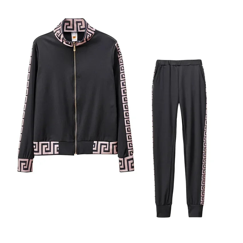 2024 Europe And The United States New Style Leisure Printing Stitching Two-piece Suit