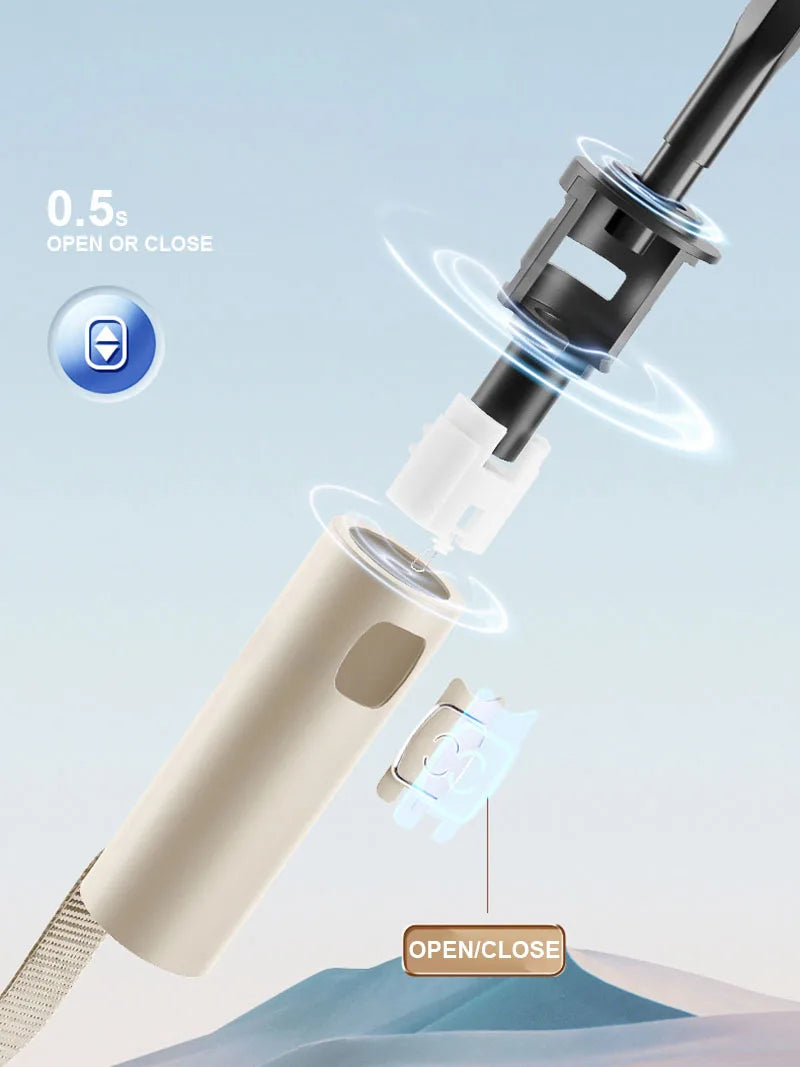 Large 24 Bone Solid Color Automatic Umbrella Light Collapsible Large Format Outdoor Sunshade UV Protection Automatic Umbrella