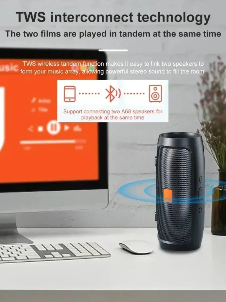 XIKCU Portable Dual Bluetooth Speaker Stereo Outdoor Tfusb Playback Fm Voice Broadcasting Portable Subwoofer 50 Wireless Speaker