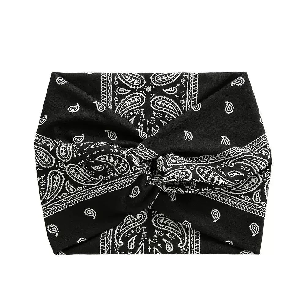 Bohemian Print Wide Headband - Water Absorbent, Cross Straps, Suitable For Yoga, Running And Everyday Use