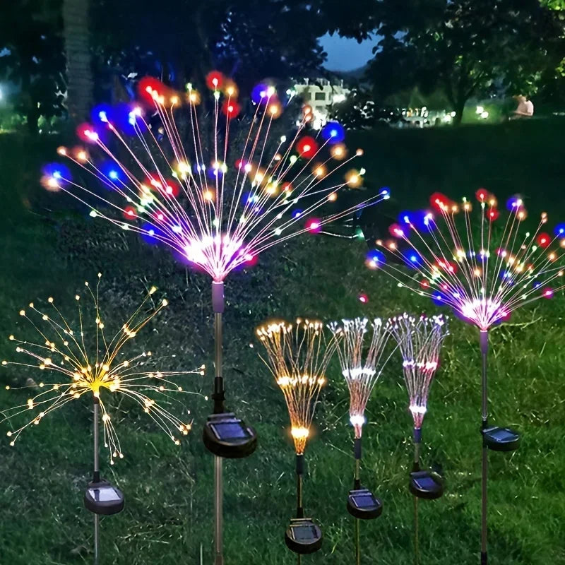 NEW 200LEDs Solar Fireworks Lights Outdoor Waterproof Solar Garden Lights 8 Lighting Modes With Remote Control Decorations Light