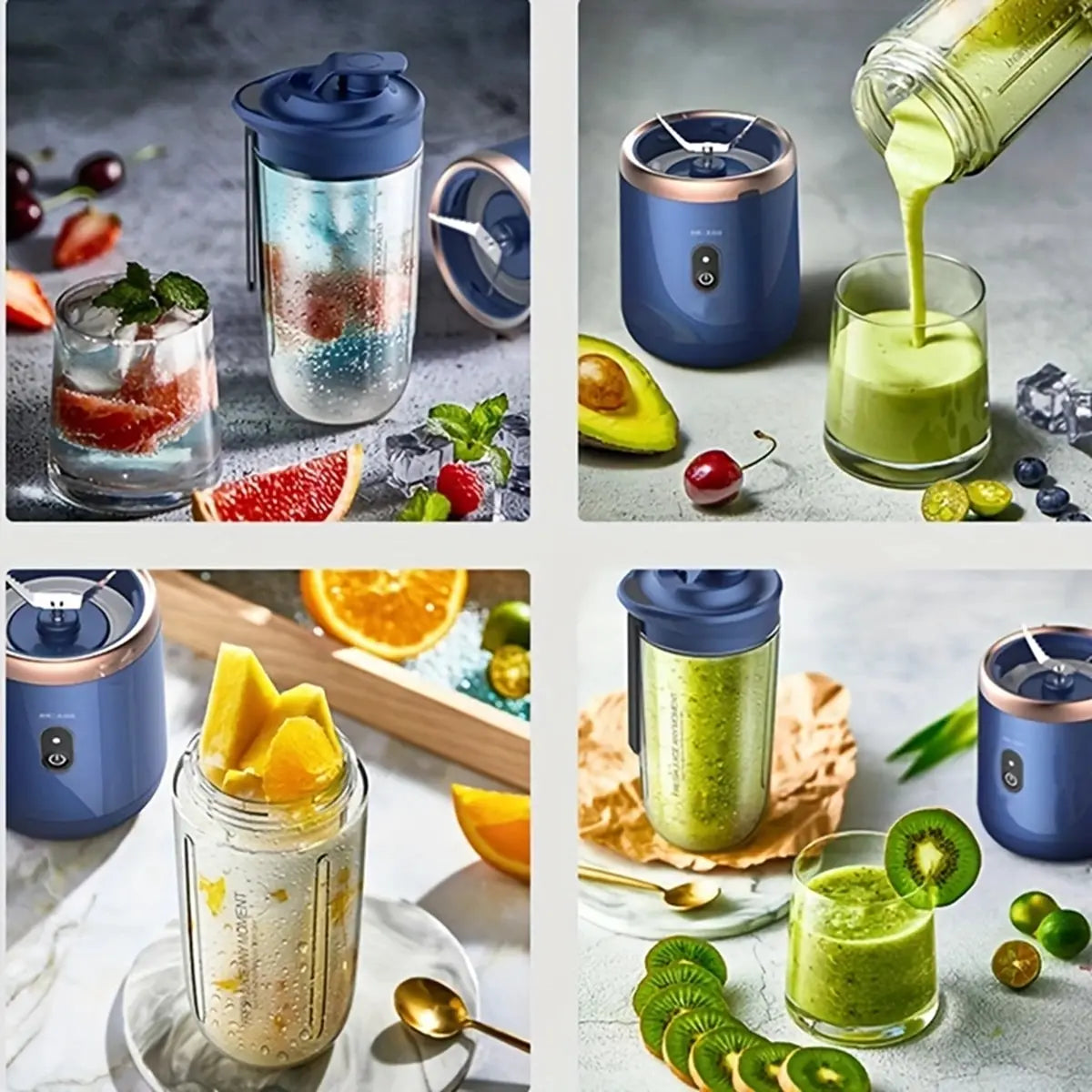 1PCS Juice Extractor Juice Cup Portable Rechargeable Small Juice Cup Home and Outdoor Multifunctional Juice Mixing 2Cups