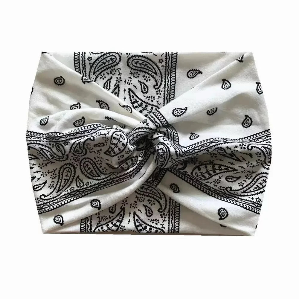 Bohemian Print Wide Headband - Water Absorbent, Cross Straps, Suitable For Yoga, Running And Everyday Use