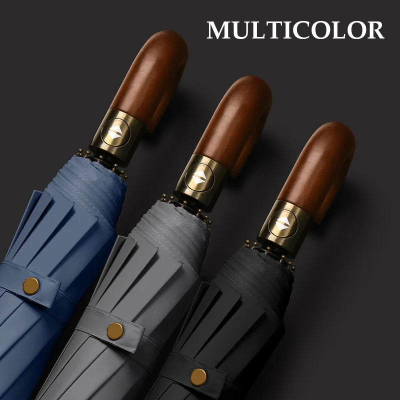 Large 24 Bone Solid Color Automatic Umbrella Light Collapsible Large Format Outdoor Sunshade UV Protection Automatic Umbrella