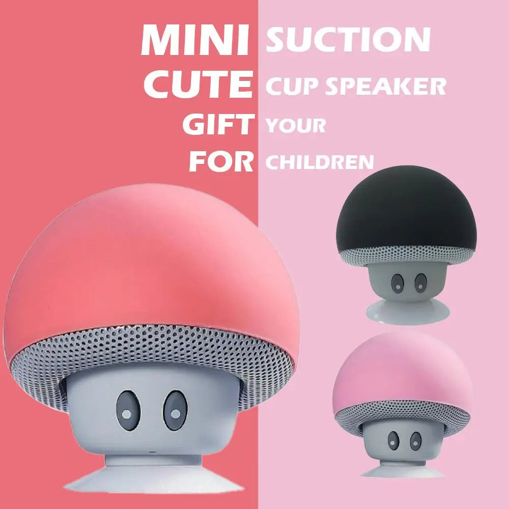 Mini Mushroom Bluetooth Speaker Waterproof Suction Cup Portable Speaker with HD Bass Creative Cartoon Gift for Bathroom Outdoor