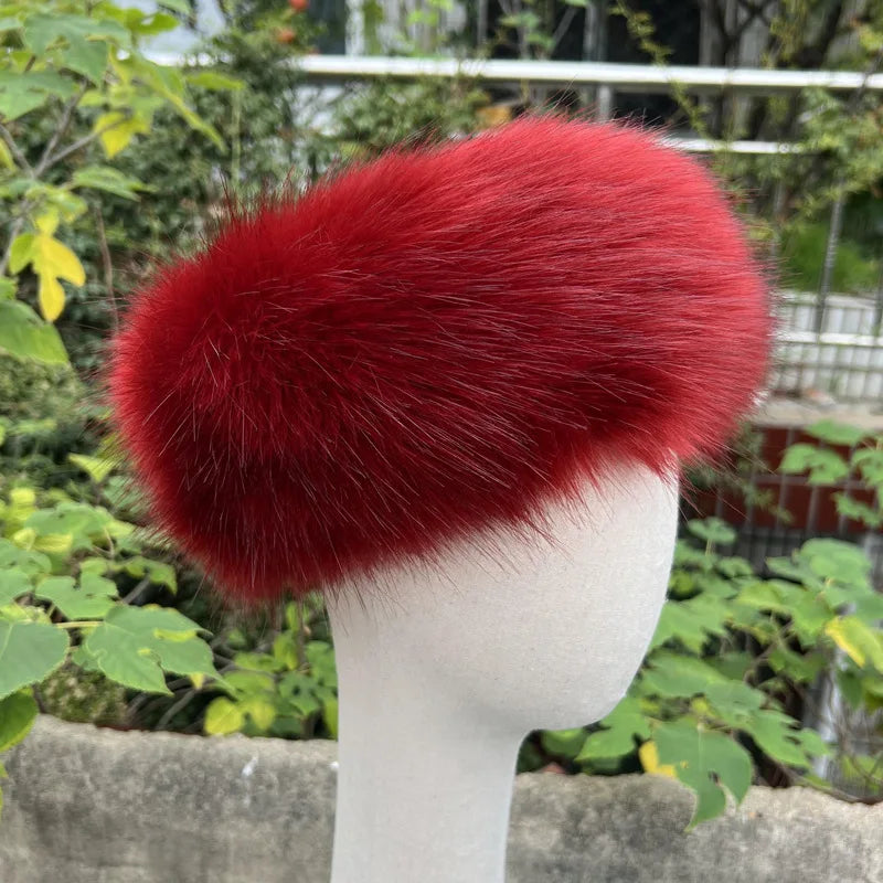 New Solid Color Plush Headband Winter Warm Faux Fur Hat Soft Elastic Beanies Coldproof Ear Warmer Adjustable Headbands For Women