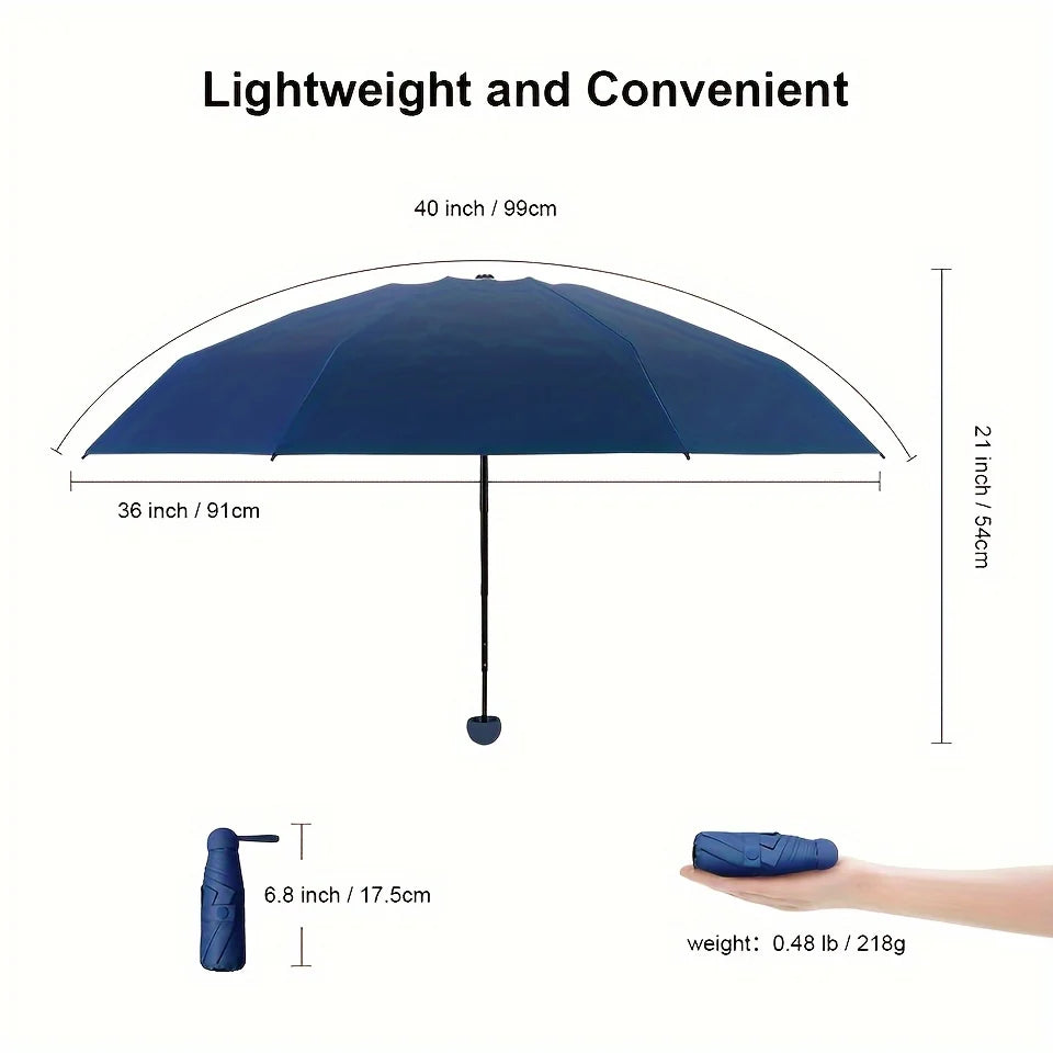 1pc Anti-Uv Mini Umbrella For Sunny And Rainy Days, Portable With Uv Coating And 6 Reinforced Ribs