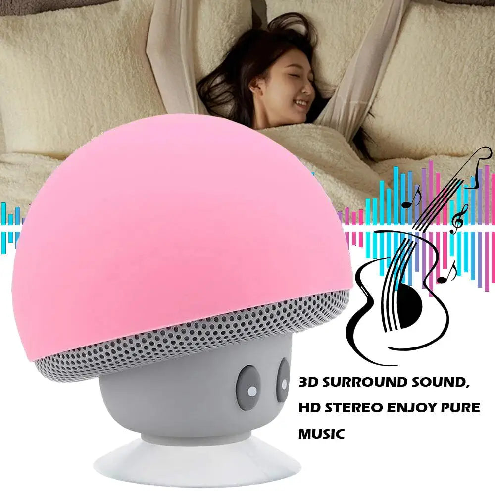 Mini Mushroom Bluetooth Speaker Waterproof Suction Cup Portable Speaker with HD Bass Creative Cartoon Gift for Bathroom Outdoor