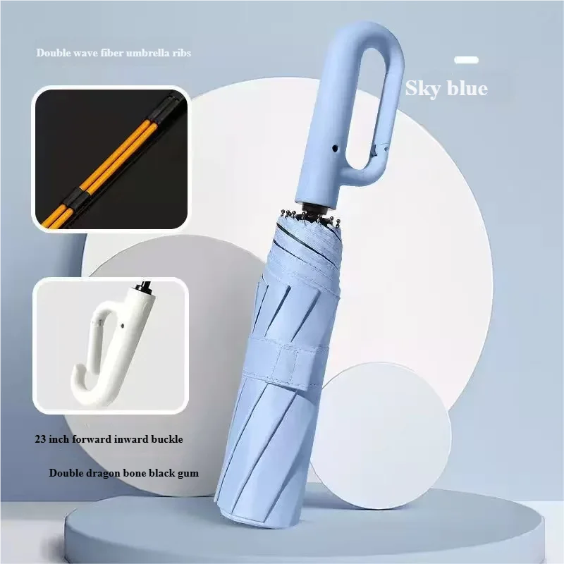 Ring Buckle Design 20 Rib Fully Automatic Umbrella for Men Folding Extra Large Strong Strong WOMEN'S Sunshade Double Umbrella