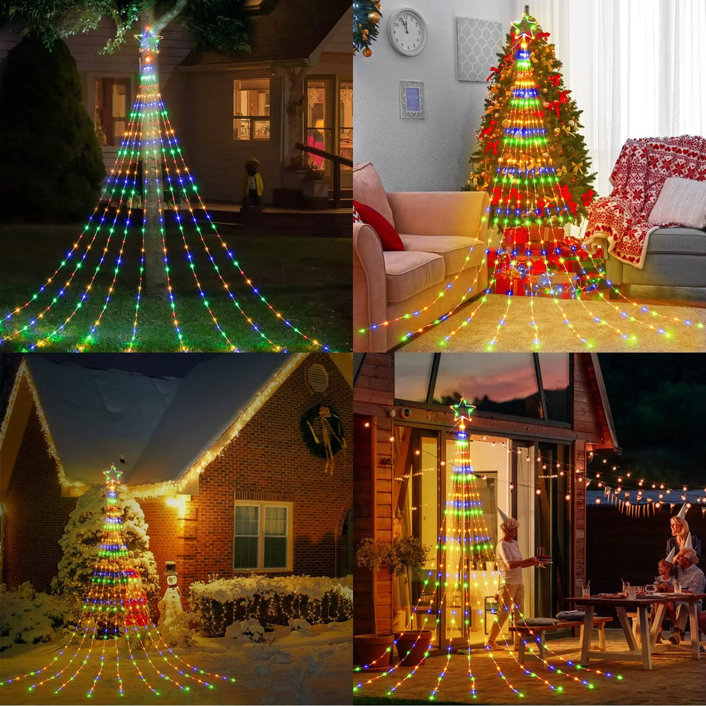 LED Outdoor Christmas Tree Decorations Lights USB 2/3M Waterproof Fairy String Lights 8 Modes Indoor Yard Wedding Party Lighting