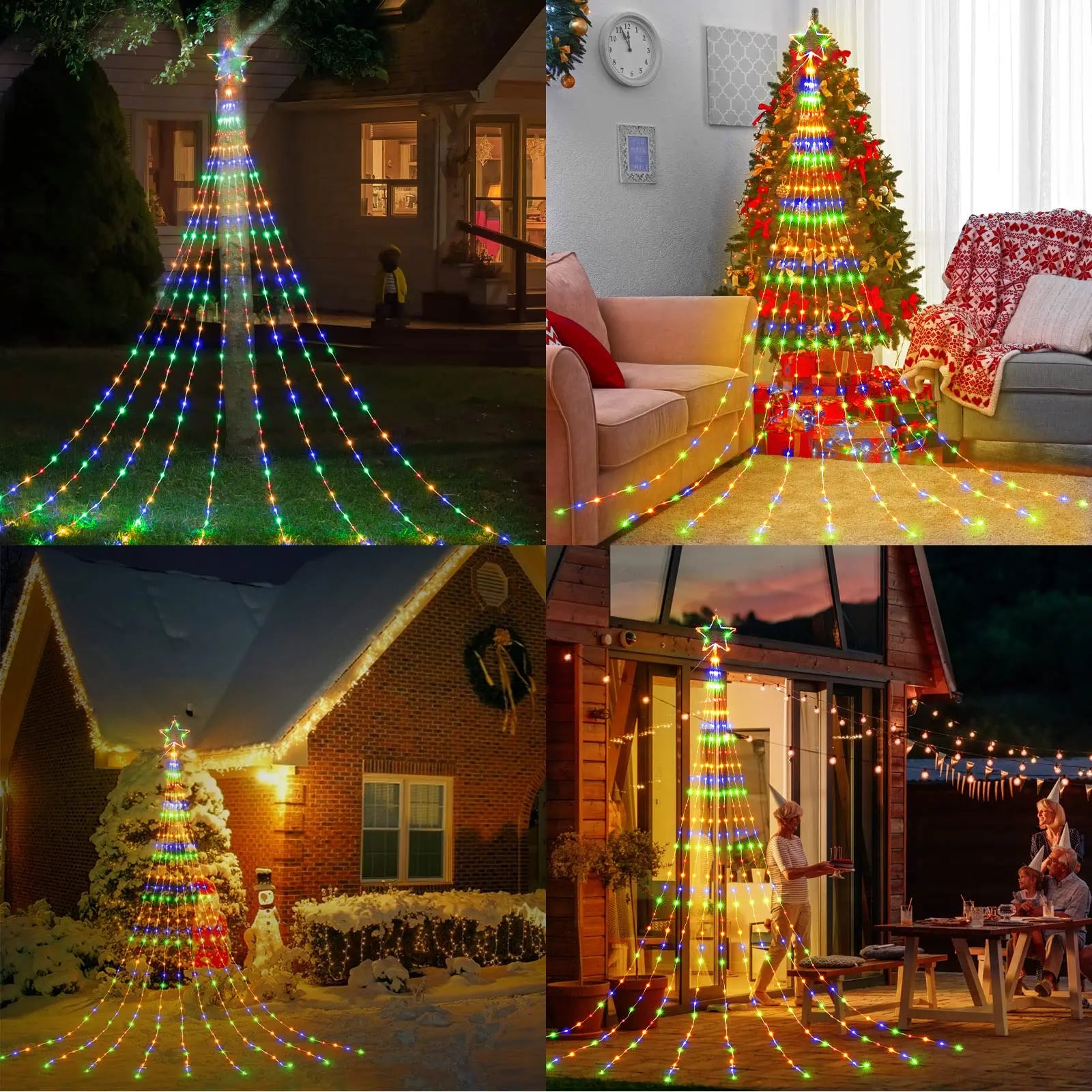 LED Outdoor Christmas Tree Decorations Lights USB 2/3M Waterproof Fairy String Lights 8 Modes Indoor Yard Wedding Party Lighting