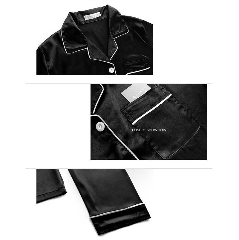 Pajamas Sets for Women Sexy Silk Polyester Women Pijama Sets Sleepwear Long-sleeve Cardigan Set Female Pyjamas Home Clothing